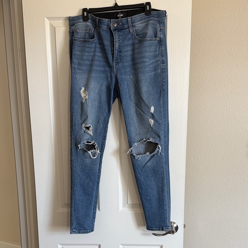 LuLaRoe Ripped Light Blue Women's Skinny Jeans
